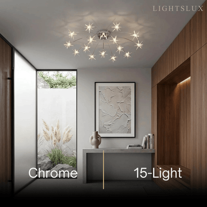 Nebula Art Deco Ceiling Light - Gold/Black/Chrome Metal Fixture for Bedroom