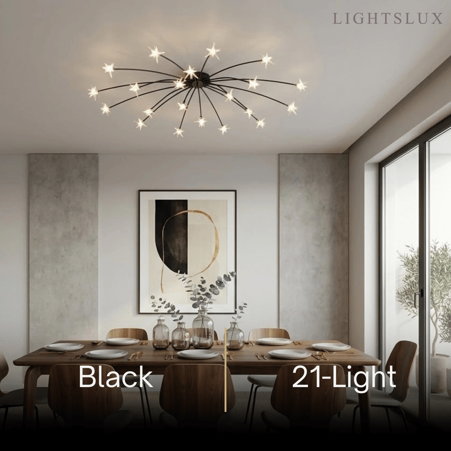 Nebula Art Deco Ceiling Light - Gold/Black/Chrome Metal Fixture for Bedroom