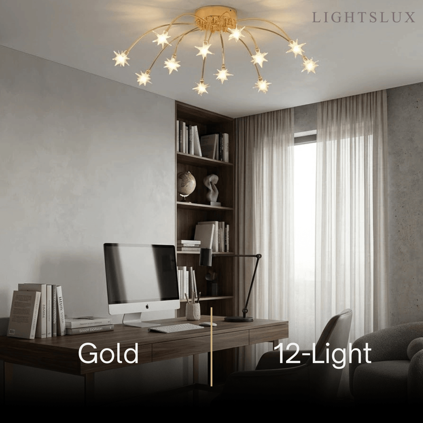 Nebula Art Deco Ceiling Light - Gold/Black/Chrome Metal Fixture for Bedroom
