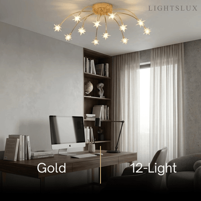 Nebula Art Deco Ceiling Light - Gold/Black/Chrome Metal Fixture for Bedroom