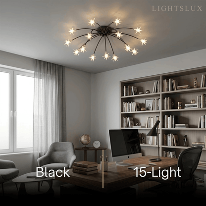 Nebula Art Deco Ceiling Light - Gold/Black/Chrome Metal Fixture for Bedroom