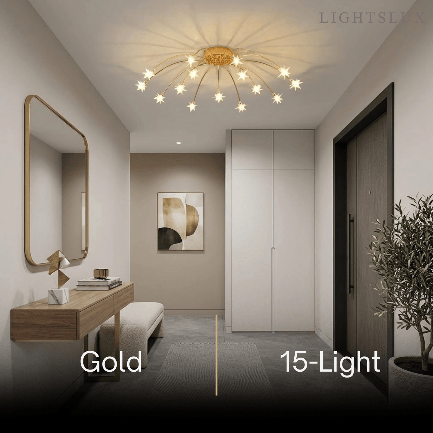 Nebula Art Deco Ceiling Light - Gold/Black/Chrome Metal Fixture for Bedroom
