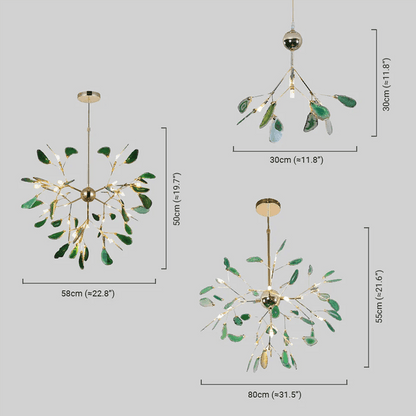 Excelis Art Deco Natural Agate Chandelier - Leaf