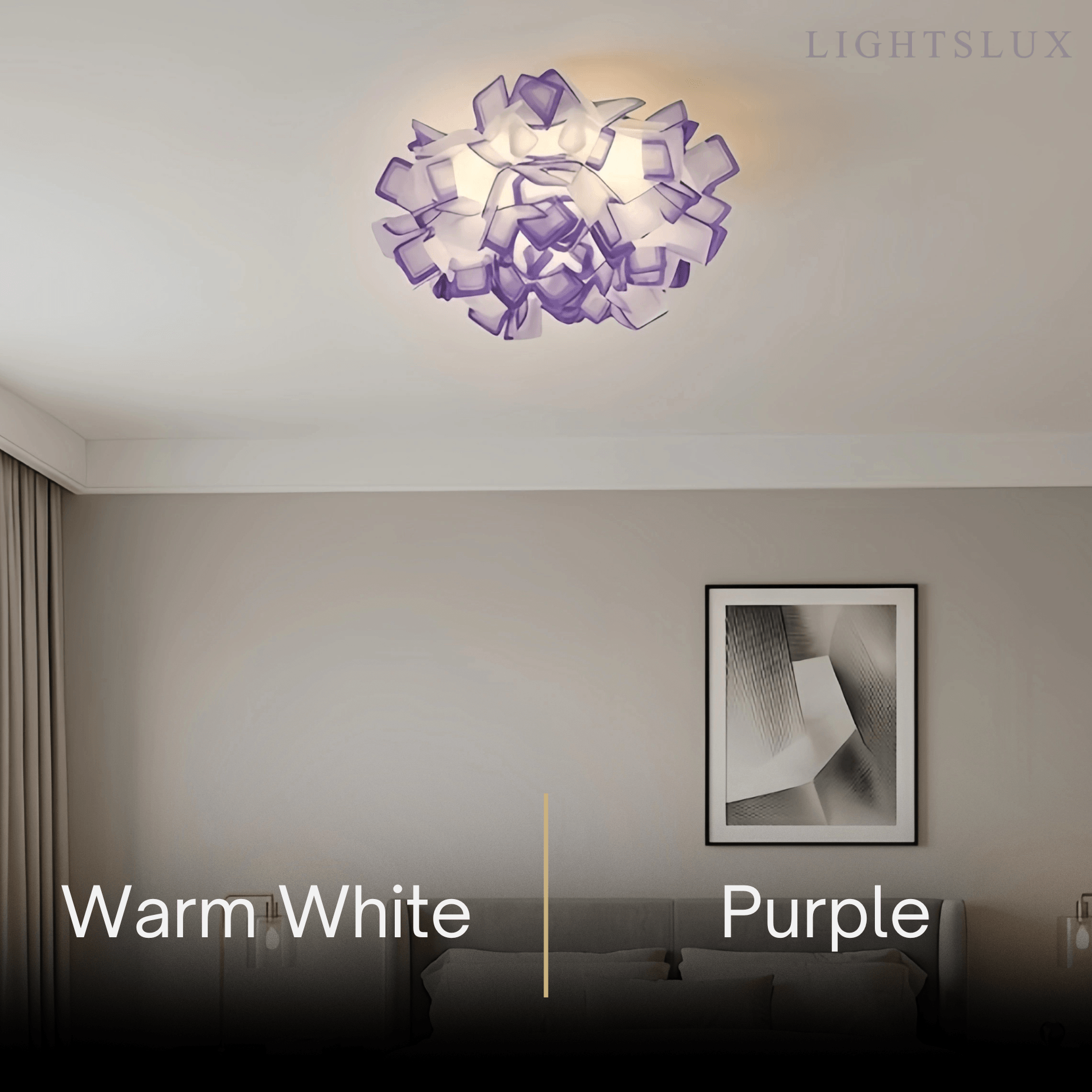Lunara Art Deco Acrylic Ceiling Light - White Floral Design for Living Room