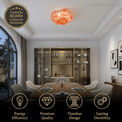 Lunara Art Deco Acrylic Ceiling Light - White Floral Design for Living Room