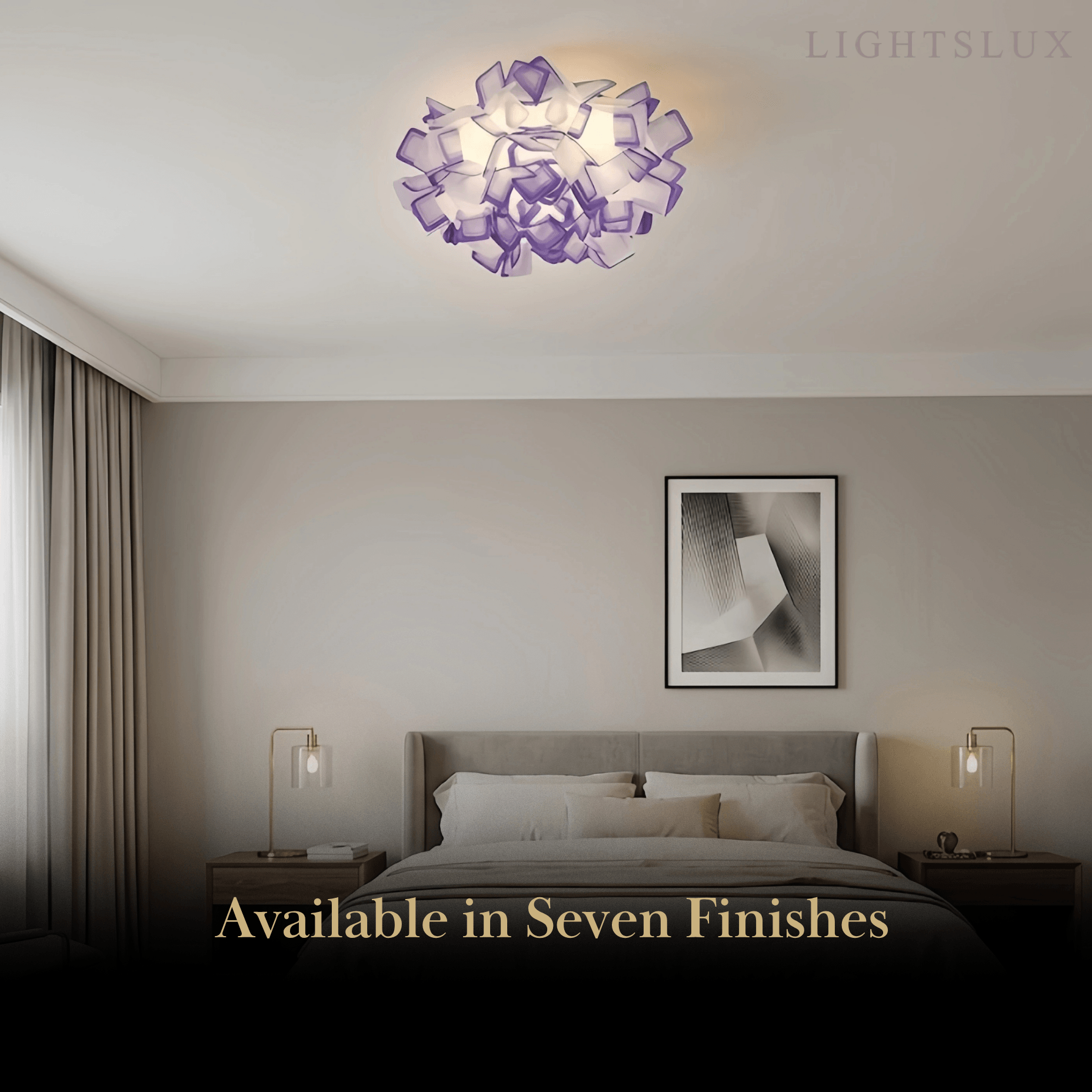 Lunara Art Deco Acrylic Ceiling Light - White Floral Design for Living Room