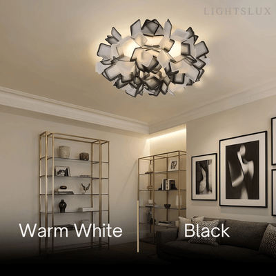 Lunara Art Deco Acrylic Ceiling Light - White Floral Design for Living Room