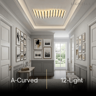 Arcato Minimalist Linear Flush Mount Light - Metal Ceiling Light for Living Room