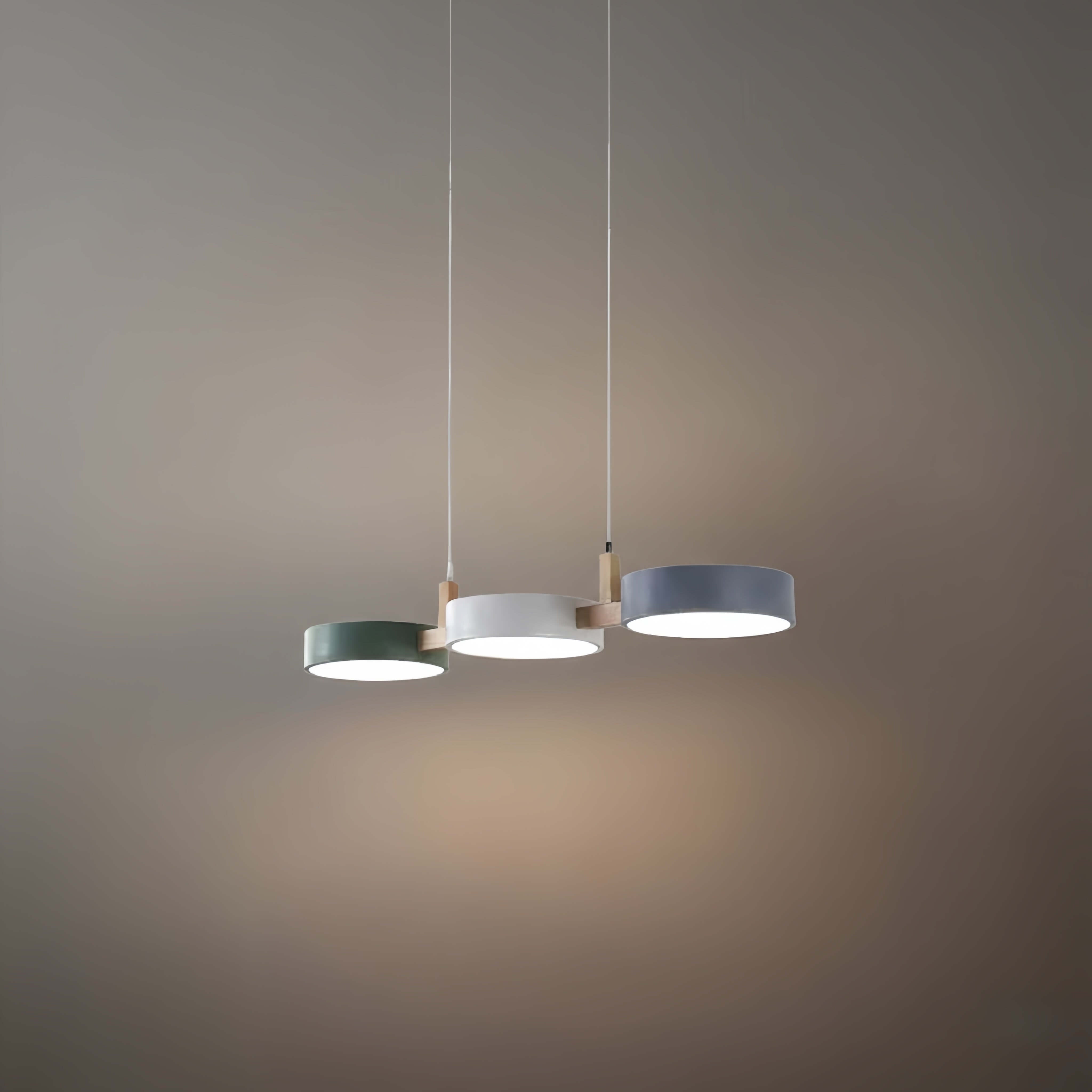 Arcato Nordic 3-Disc Pendant Light – Metal & Wood Lamp for Living Room