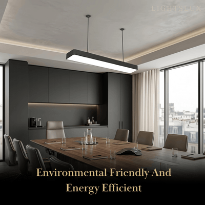 Arcato Minimalist Black Pendant Light – Rectangular Acrylic Lamp for Study/Dining Room