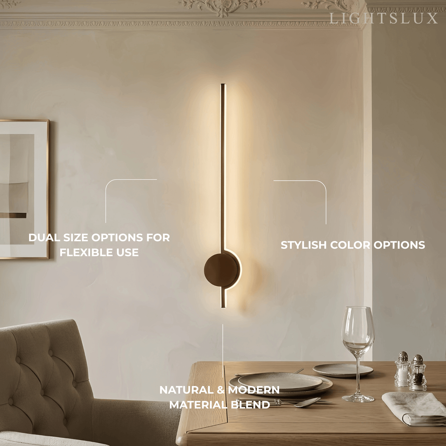 Arcato Nordic Wood & Acrylic Wall Lamp - White/Gold/Black for Dining Room