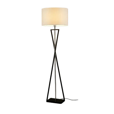 Modern Floor Lamp with Cylindrical Fabric Shade
