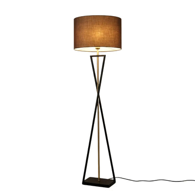Modern Floor Lamp with Cylindrical Fabric Shade