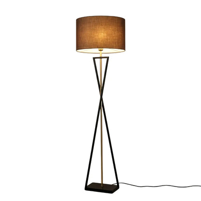 Modern Floor Lamp with Cylindrical Fabric Shade