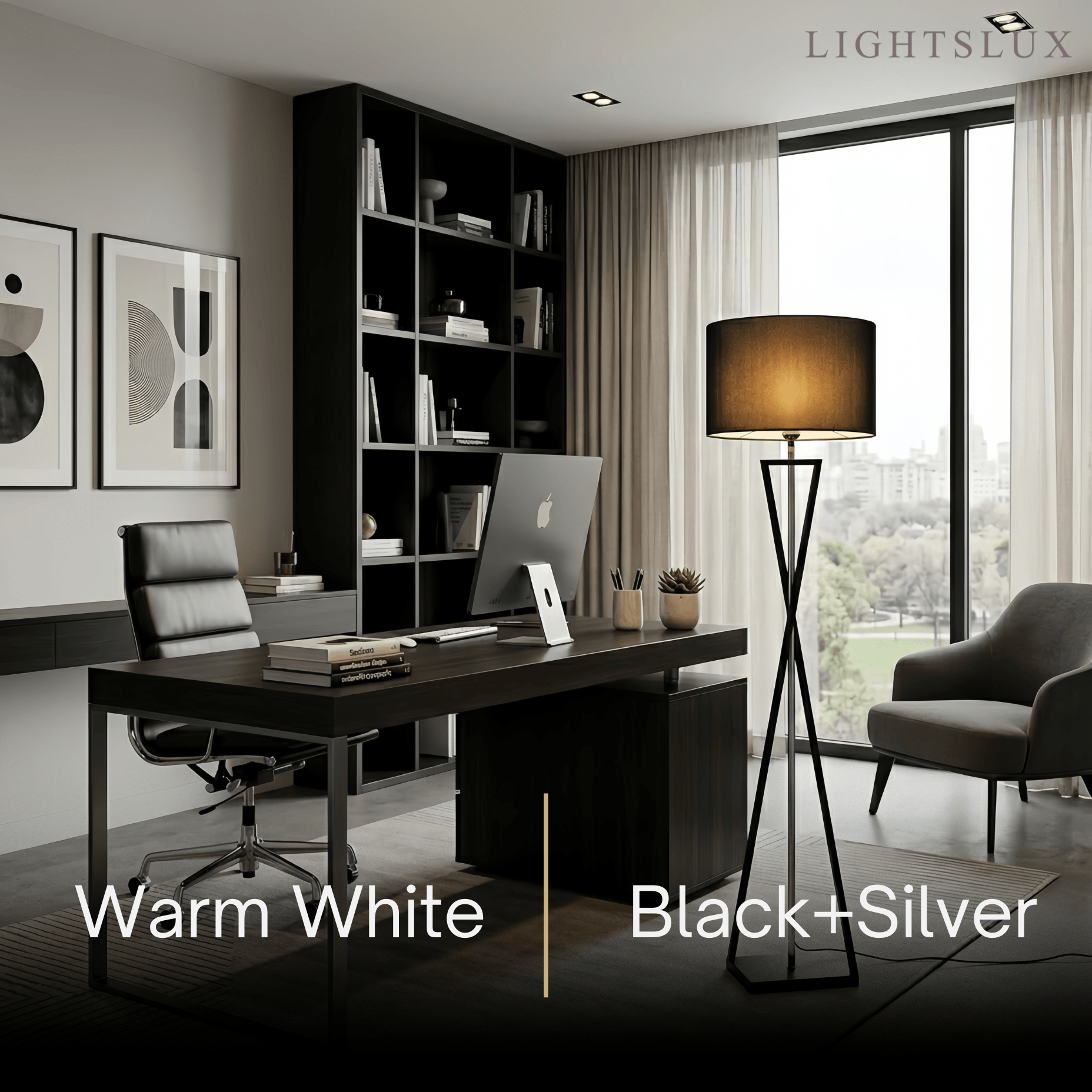 Modern Floor Lamp with Cylindrical Fabric Shade