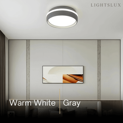 Embrace Modern Round Ceiling Light – Black or Grey Metal for Bedroom