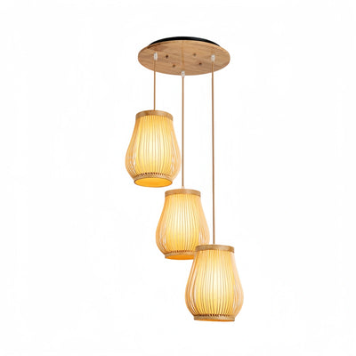 Bamburo Rustic Handwoven Rattan Pendant Light -- Natural Texture for Dining Room
