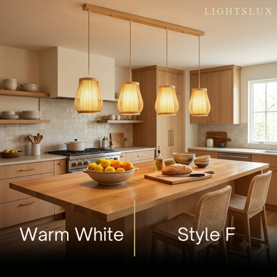 Bamburo Rustic Handwoven Rattan Pendant Light -- Natural Texture for Dining Room