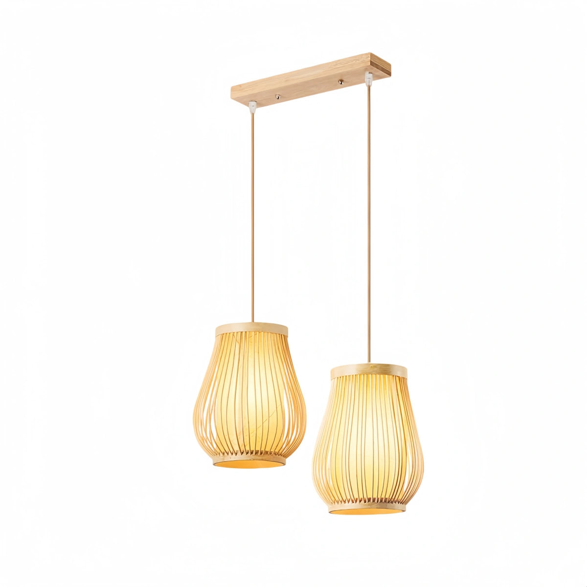 Bamburo Rustic Handwoven Rattan Pendant Light -- Natural Texture for Dining Room