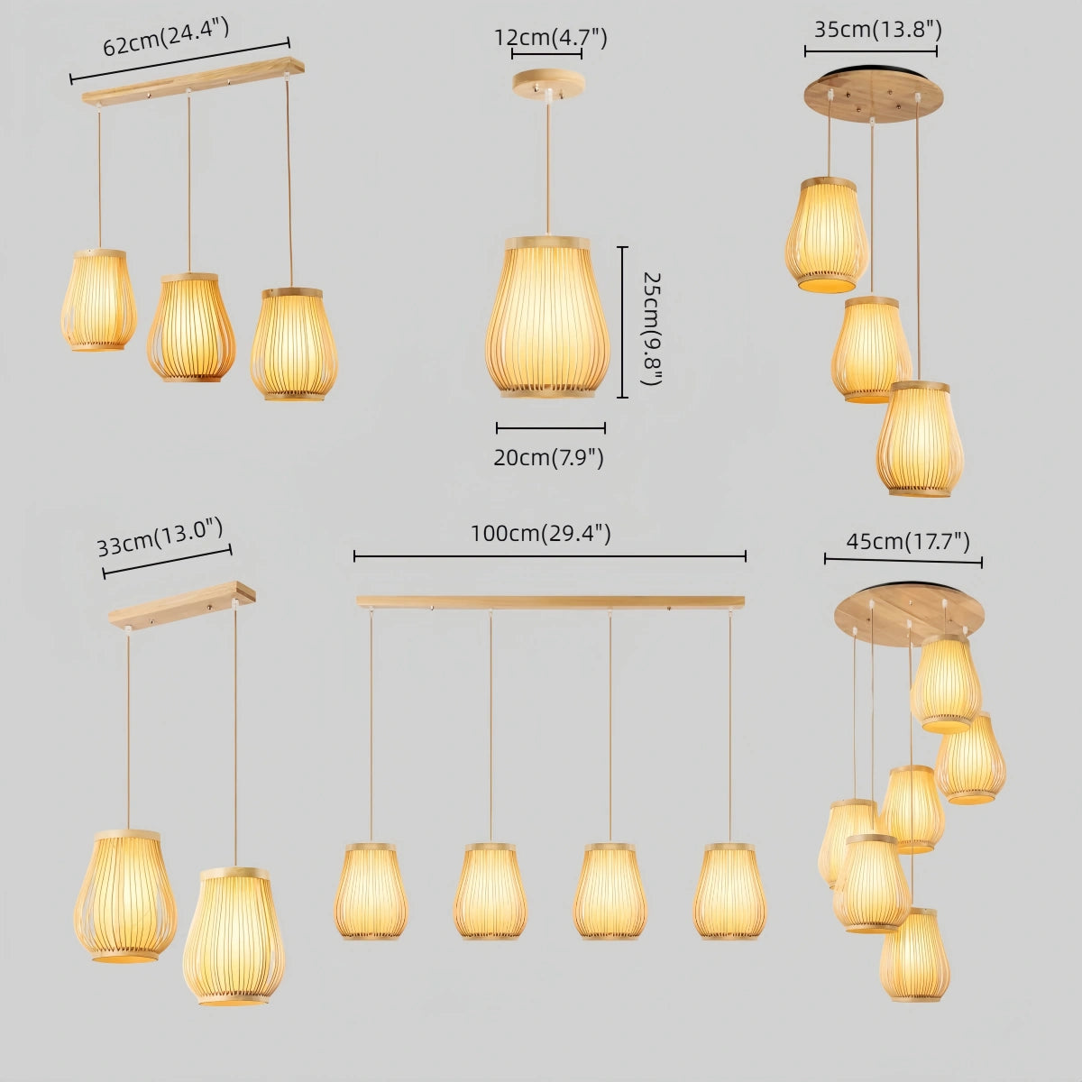 Bamburo Rustic Handwoven Rattan Pendant Light -- Natural Texture for Dining Room