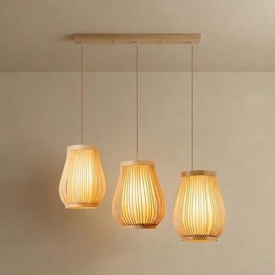 Bamburo Rustic Handwoven Rattan Pendant Light -- Natural Texture for Dining Room