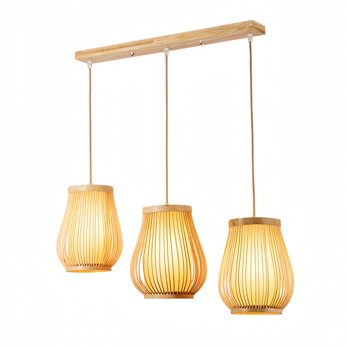 Bamburo Rustic Handwoven Rattan Pendant Light -- Natural Texture for Dining Room
