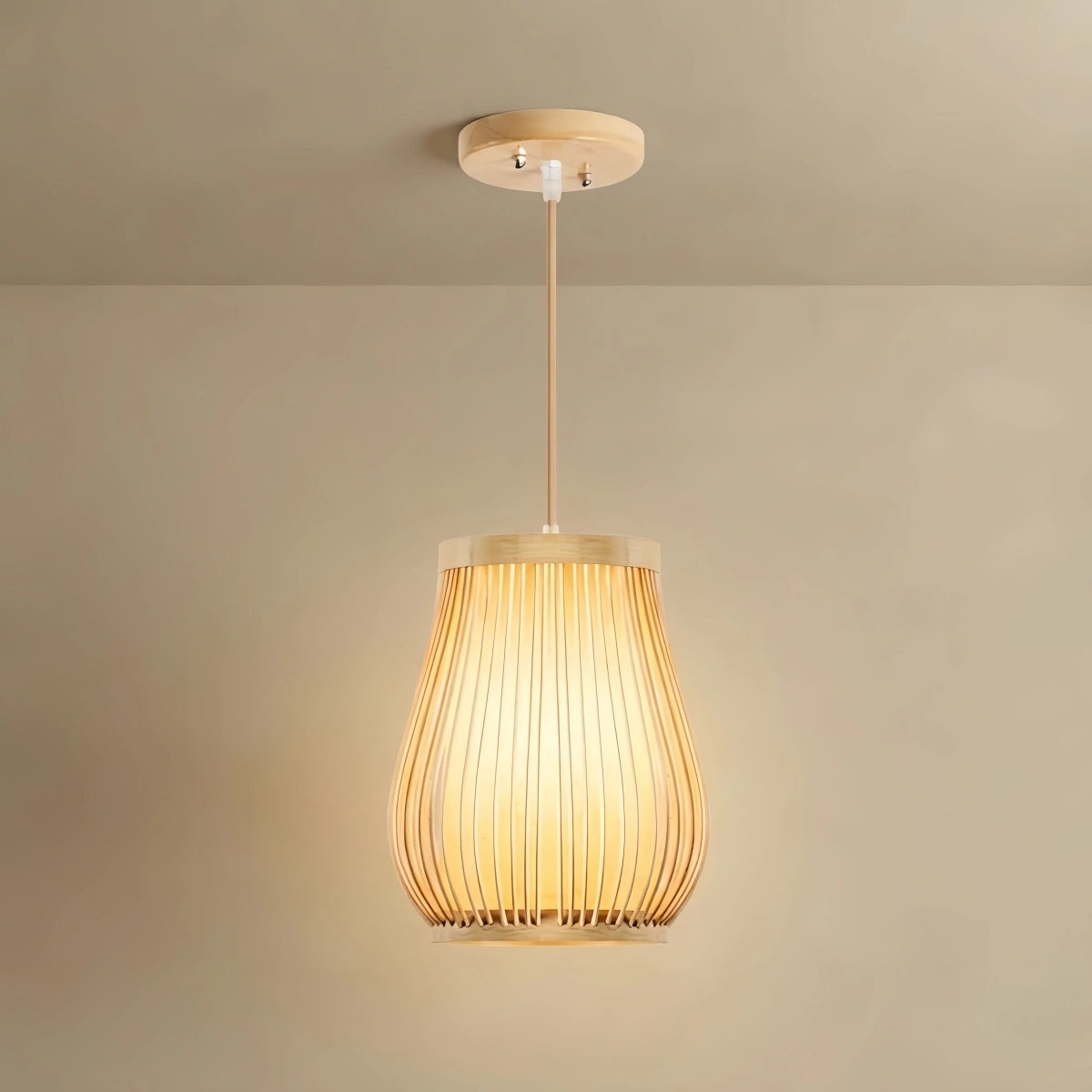 Bamburo Rustic Handwoven Rattan Pendant Light -- Natural Texture for Dining Room