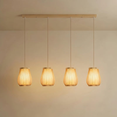 Bamburo Rustic Handwoven Rattan Pendant Light -- Natural Texture for Dining Room
