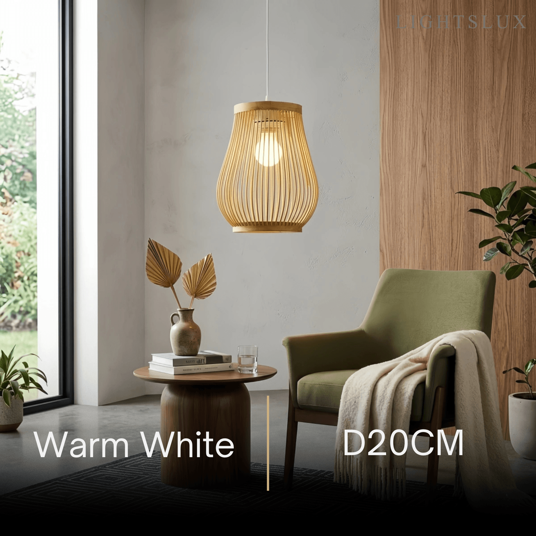 Bamburo Rustic Handwoven Rattan Pendant Light -- Natural