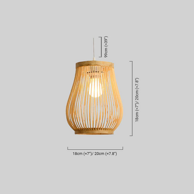 Bamburo Rustic Handwoven Rattan Pendant Light -- Natural