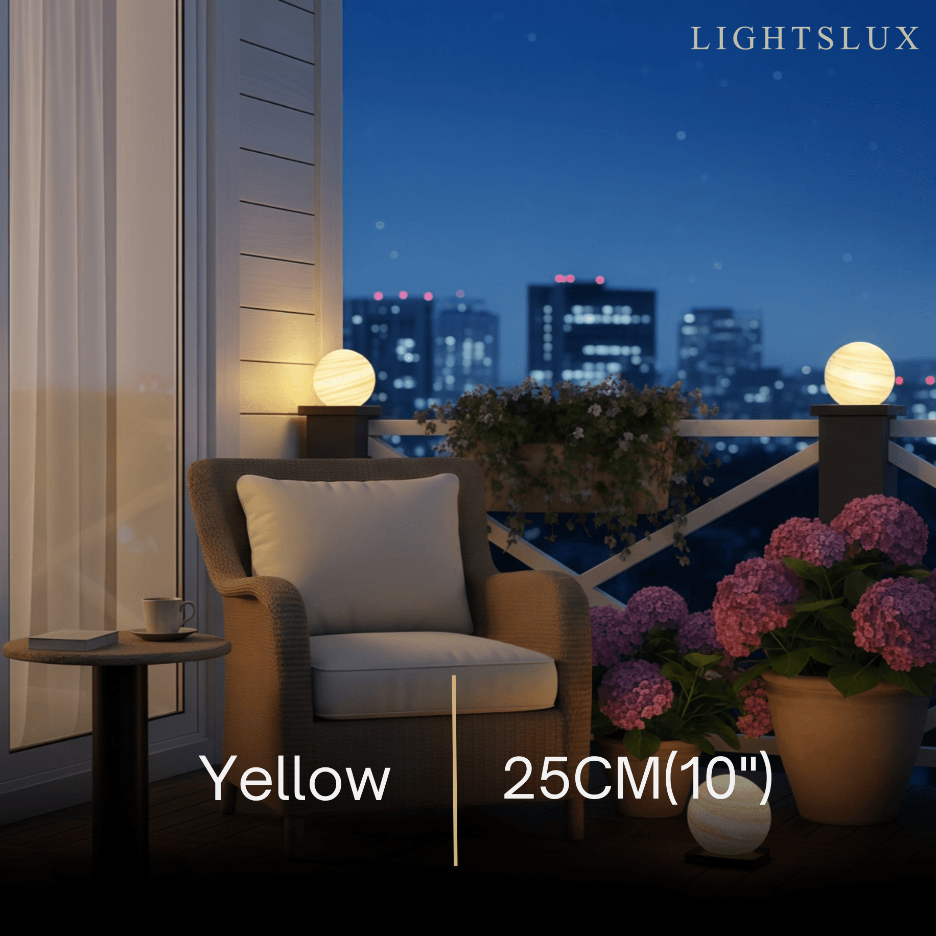 Lunara Art Deco Globe Outdoor Post Light – Moon-Shaped Metal/Glass Solar Pillar Lamp