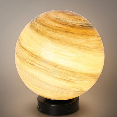 Lunara Art Deco Globe Outdoor Post Light – Moon-Shaped Metal/Glass Solar Pillar Lamp