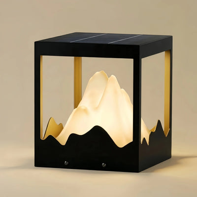 Lunara Designer Metal Outdoor Path Lamp - Black Square Mountain Shape Garden/Pillar Lights