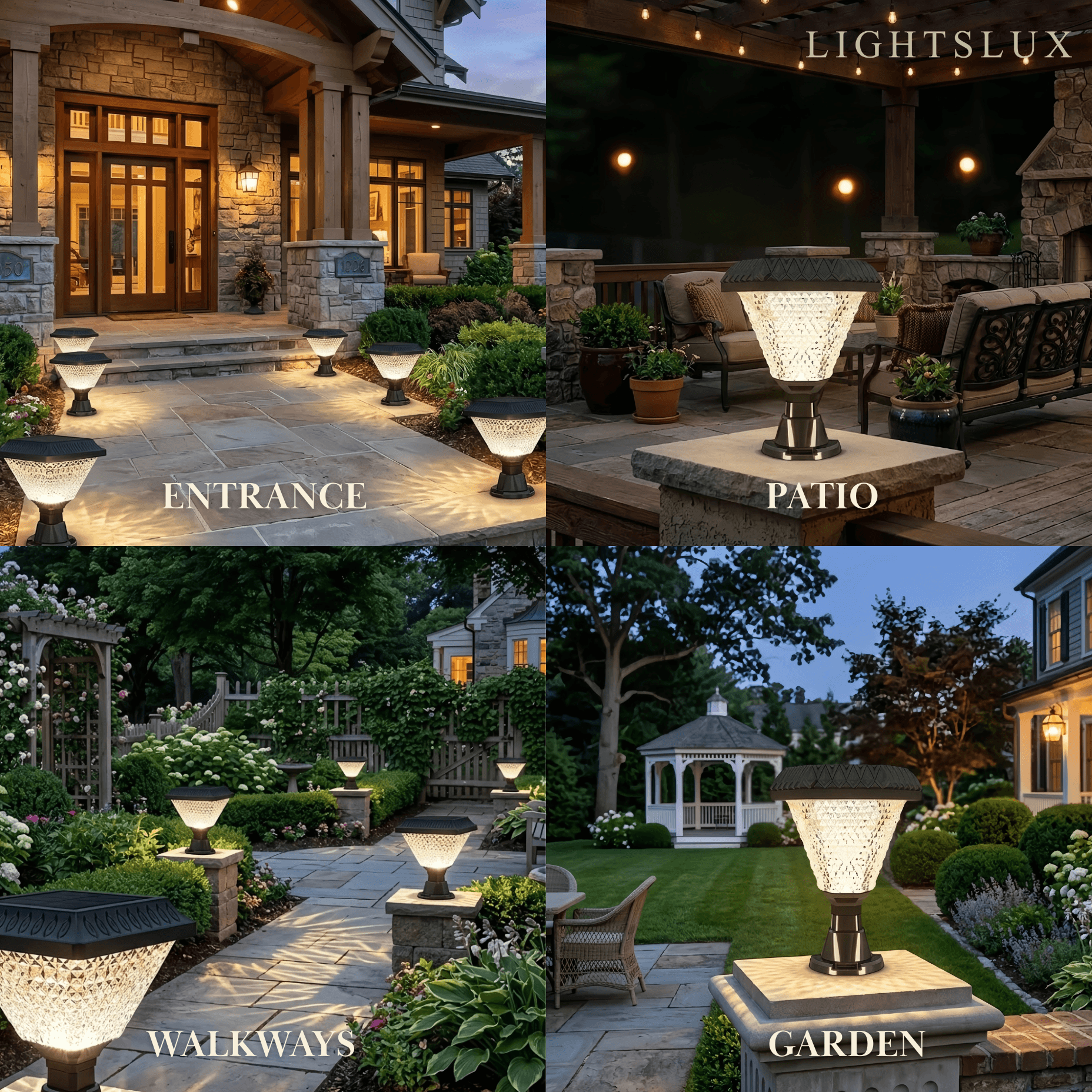 Lunara Art Deco Solar Outdoor Pillar Lights 