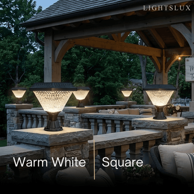 Lunara Art Deco Solar Outdoor Pillar Lights 