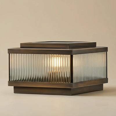 Arcato Modern Solar Garden Lamp - Weather-Resistant Brown Metal Rectangular Garden