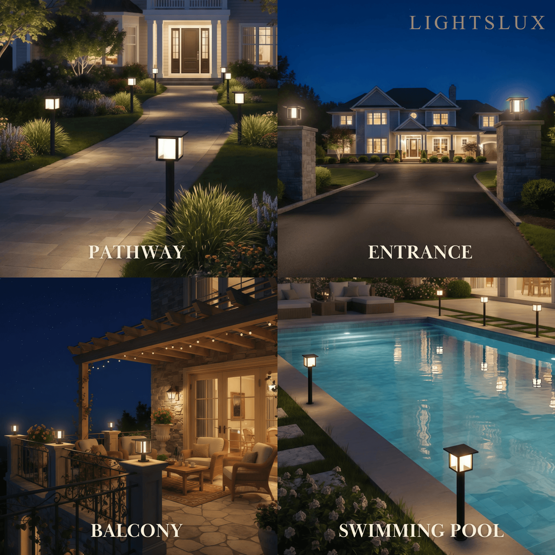 Modern Solar Pathway Lights  - Black Metal Lantern Design