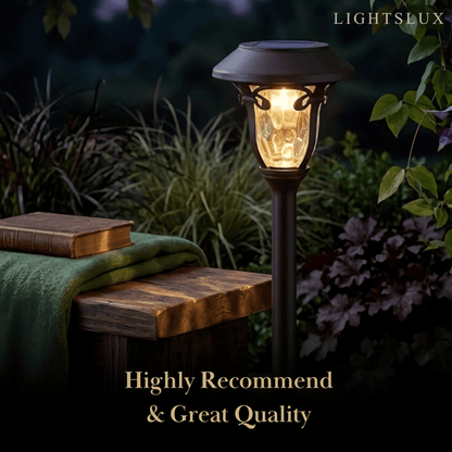 Irondale Industrial Bowl-Shaped Solar Pathway Light – Coffee Metal Outdoor Lamp