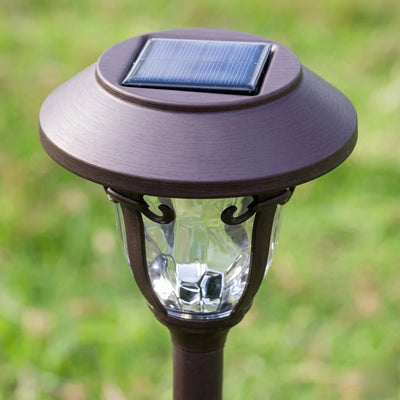 rondale Industrial Bowl-Shaped Solar Pathway Light – Coffee Metal Outdoor Lamp