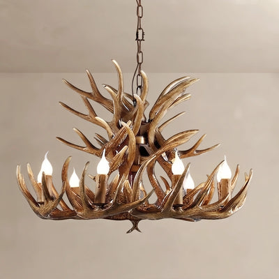 Brown Chandelier Resin Candle Shaped for Dining Room