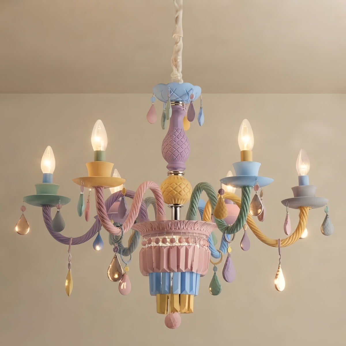 Eas011Vivara Morandi Chandelier - Metal Candle Art Deco Chandelier for Bedroom