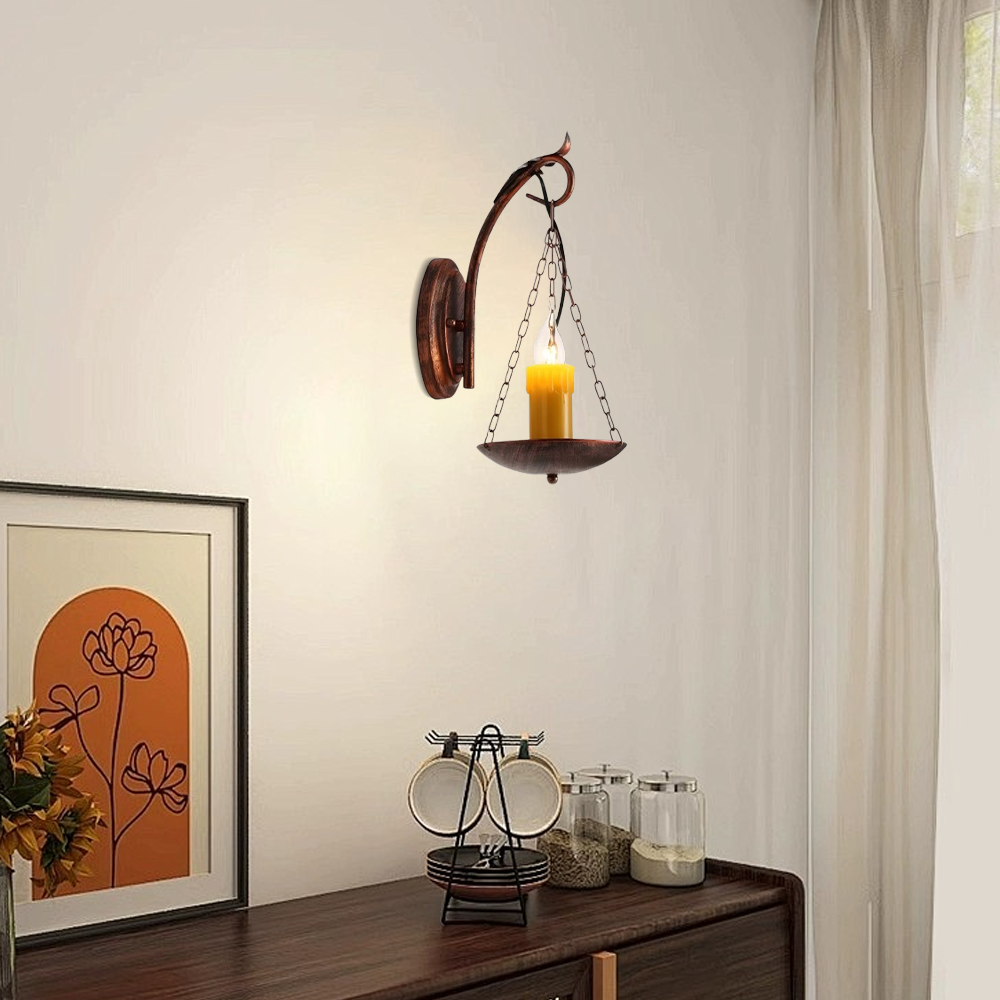 Irondale Industrial Easter Candle Copper Metal Wall Lamp Dining Room