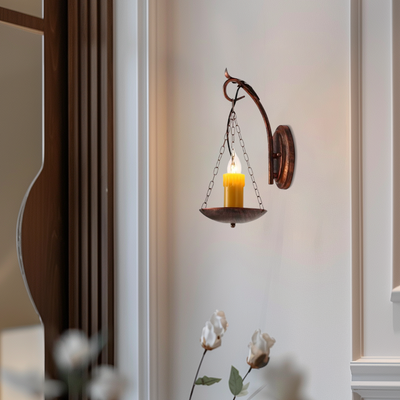 Irondale Industrial Easter Candle Copper Metal Wall Lamp Dining Room