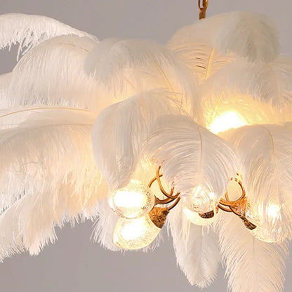 Art Deco Pendant Light — 8-Color Brass & Feather 