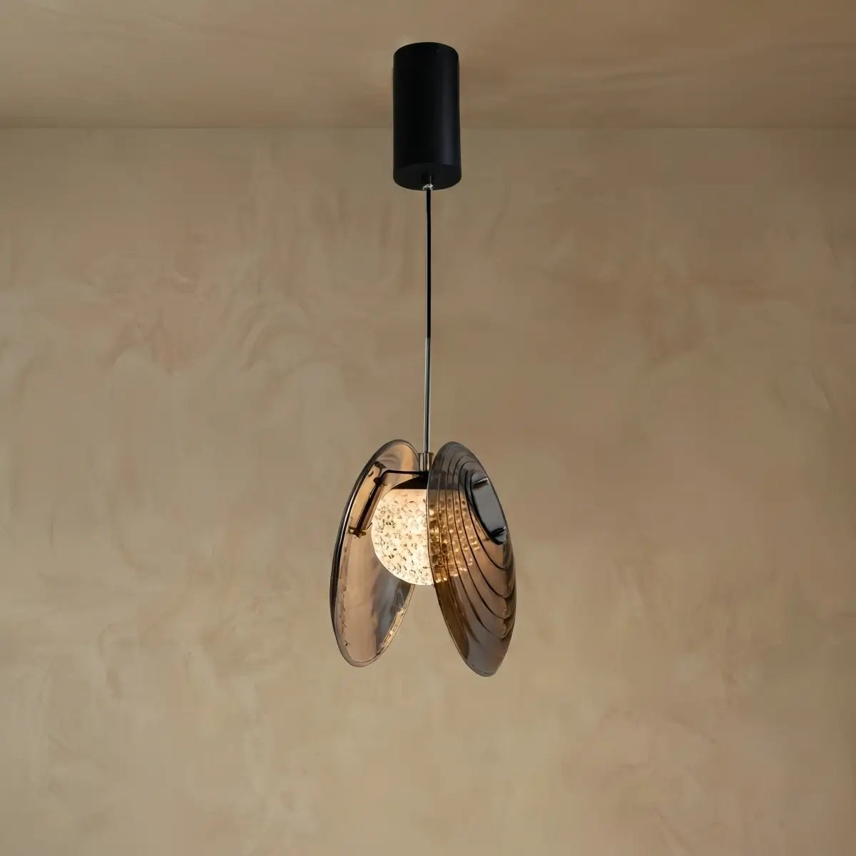 Lunara Modern Glass Disc Pendant Light--Smoke Grey for Living Room