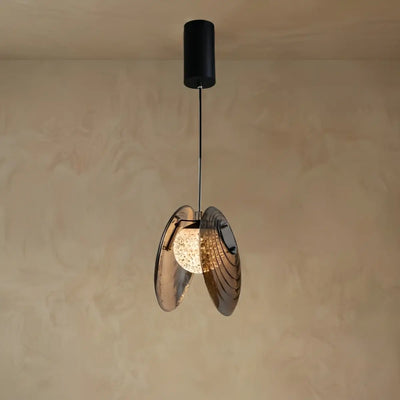 Lunara Modern Glass Disc Pendant Light--Smoke Grey for Living Room