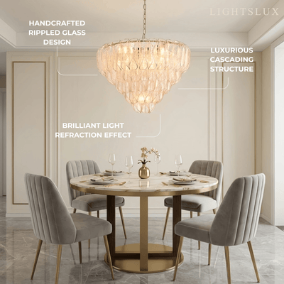 Excelis Luxury Chandelier --Textured Glass & Metal
