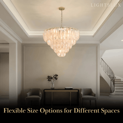 Excelis Luxury Chandelier --Textured Glass & Metal for Foyer