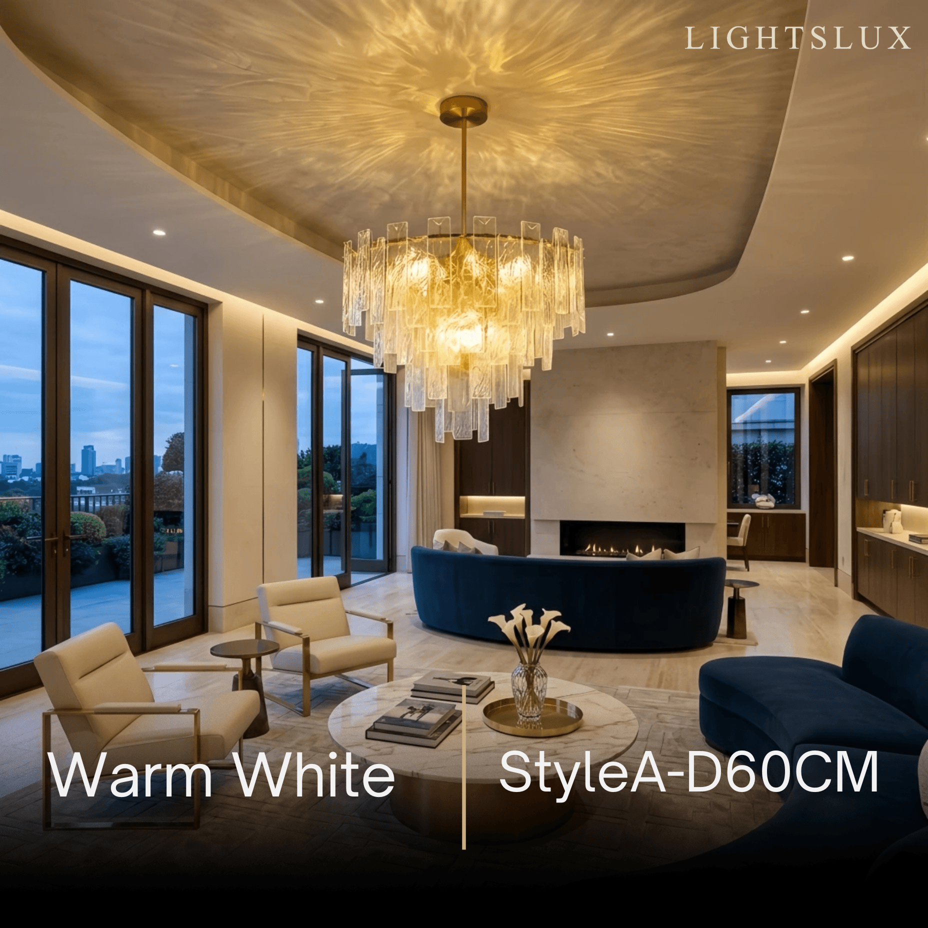 Excelis Luxury Chandelier -- Hand-Blown Glass & Metal for Living Room / Foyer Style A
