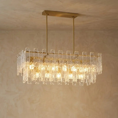 Excelis Luxury Chandelier -- Hand-Blown Glass & Metal for Living Room